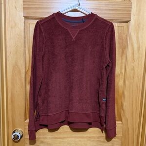Toad & Co Rust Colored Supper Soft Terry Cloth Crewneck Sweatshirt w/ Slit, Med